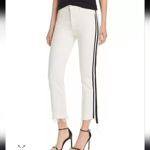 Mother Jeans Insider Crop Step Fray In Whipping The Racer Size 24 White Black